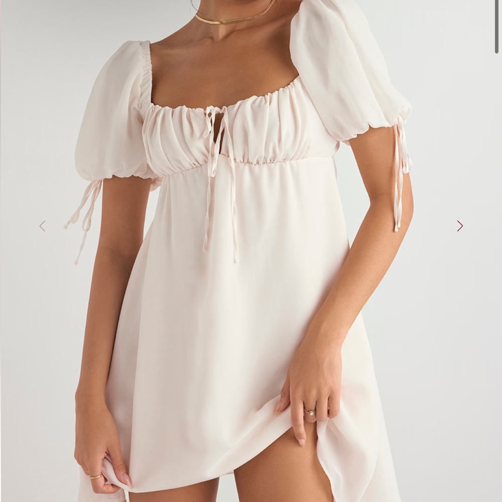 House of CB - Princess Ivory Georgette Mini Dress - Size M, Plus Cup